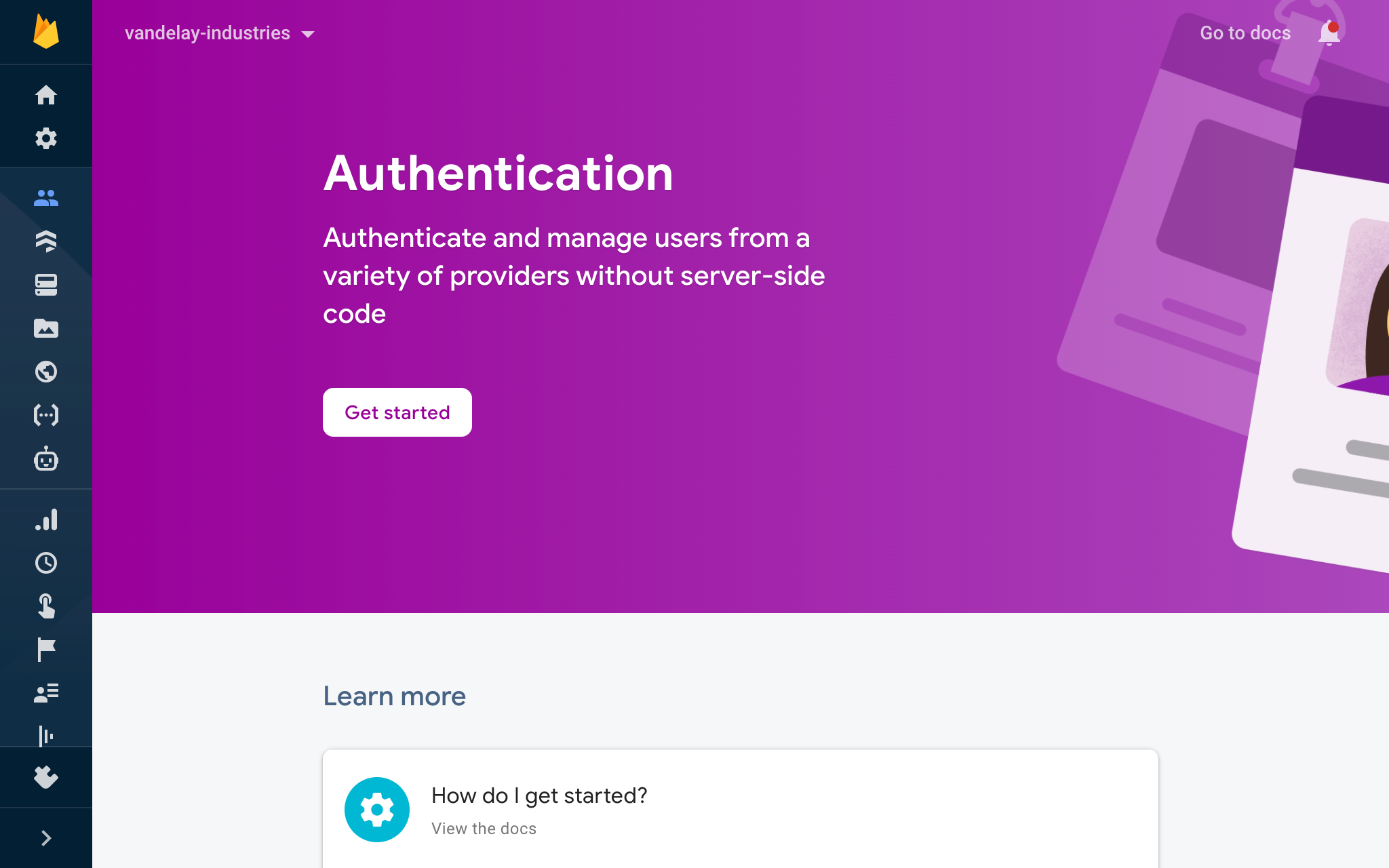 Screenshot of Firebase Auth UI