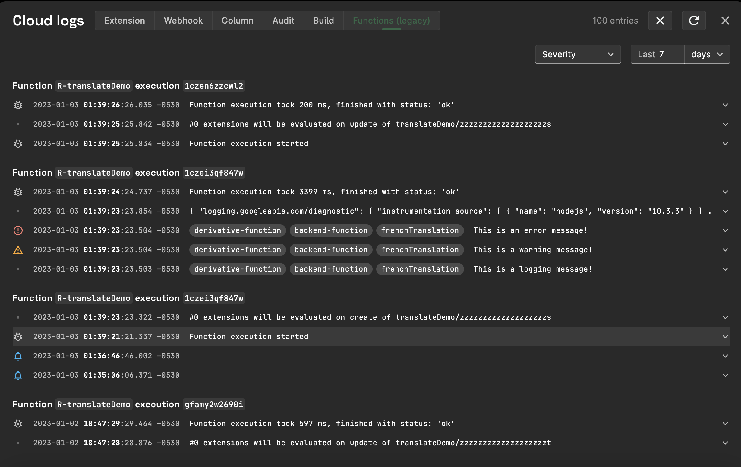 Legacy Logs