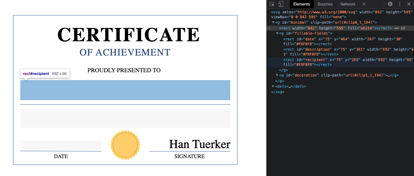 SVG template opened in browser