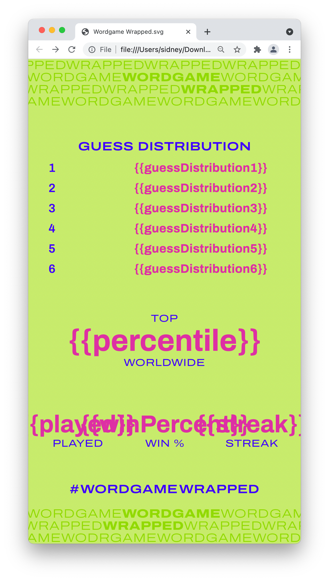SVG template with aligned replaceable text